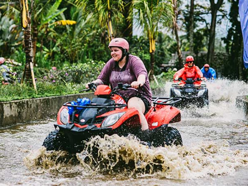 Kuber ATV Bali through long tunnel & waterfall