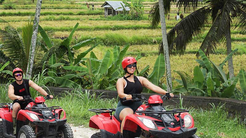 Kuber ATV Bali through long tunnel & waterfall