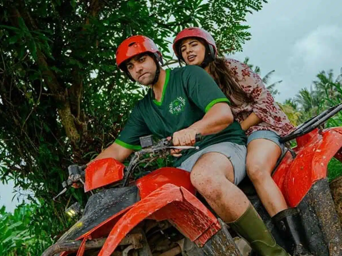 Ubud ATV Quad bike through river jungle waterfall rice fields
